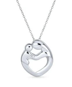 Mother and Child Heart Pendant (Silver)