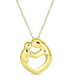 Mother and Child Heart Pendant (Gold)